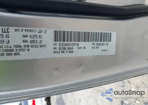 2012 Dodge Charger Se из США, поврежденный, VIN 2C3CDXBG6CH297168